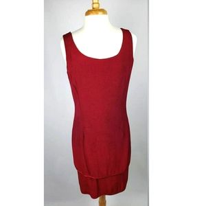 Vintage Burgundy Red Sleeveless Tiered Dress